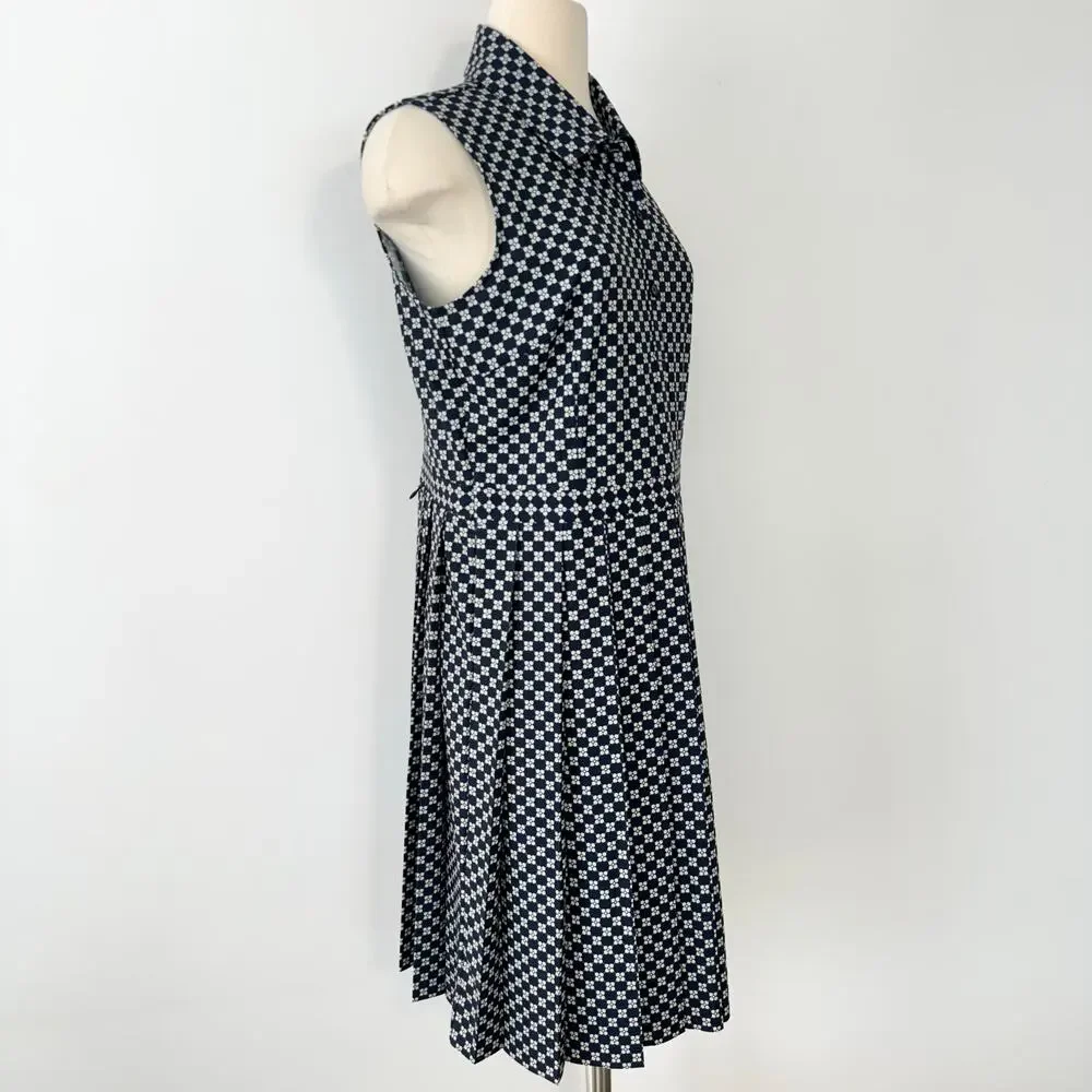 Tory Burch Performance Pleated Golf Dress Sleeveless Navy White Print XL NWOT
